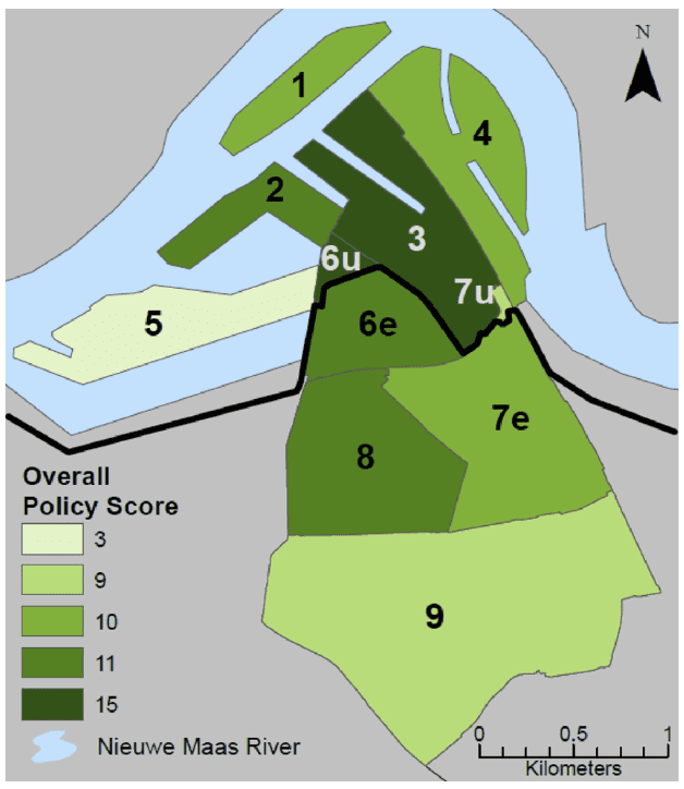 Figure 5: Overall (composite) policy scores in Feijenoord District neighborhoods. 