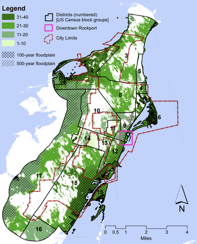 Figure 1: Composite plan policy scores for all plans by district hazard zone.