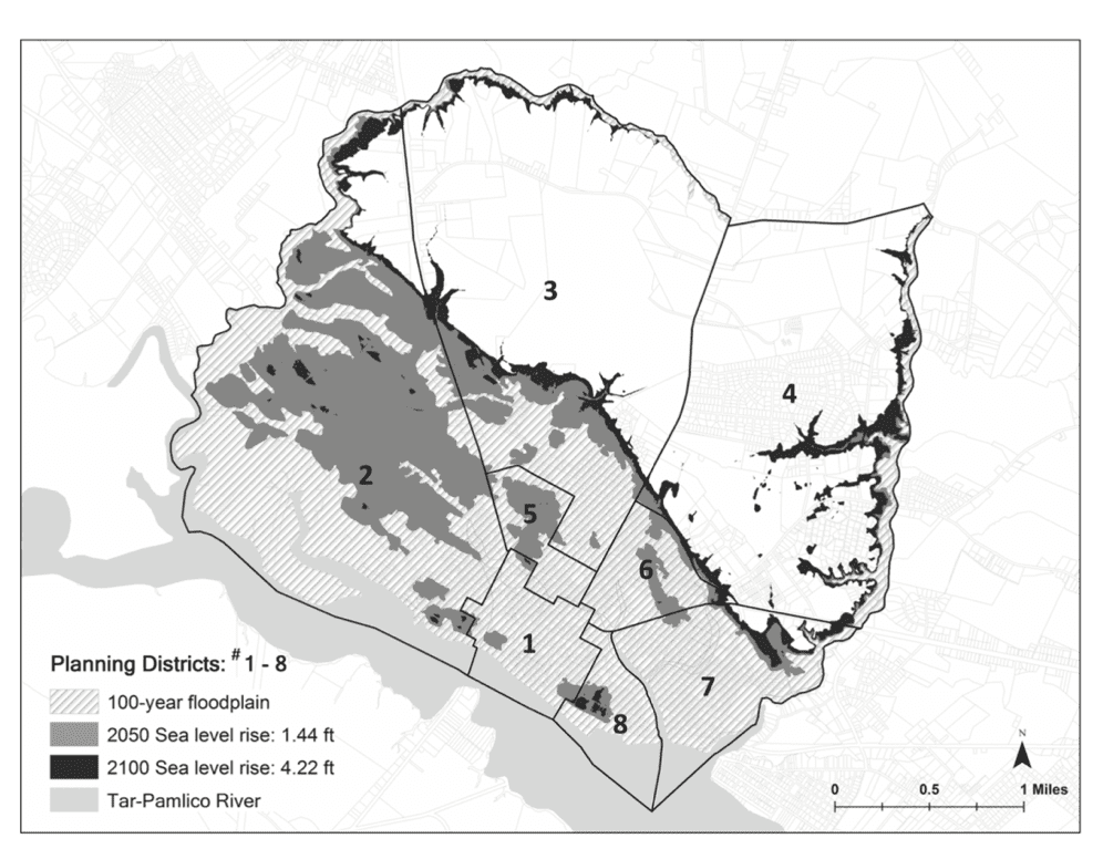Hazard zones and planning districts in the city of Washington (NC).
FROM P. 292