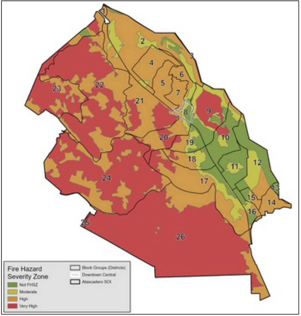 CAL FIRE Fire Hazard Severity Zones for Atascadero, CA.